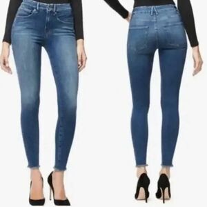 Good American Good Legs Fray Hem Jeans Skinny High Rise Stretch Women 25